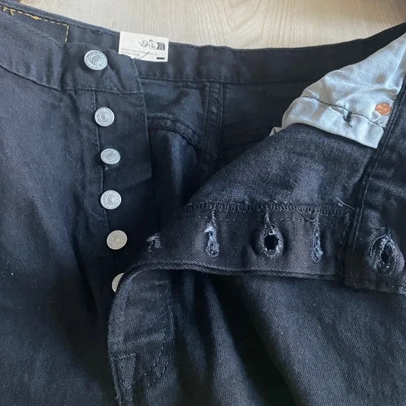 Levi's 501 90s Y2K Black Denim Shorts Men 40 Grunge Original Fit Button Fly NWT - Picture 3 of 12